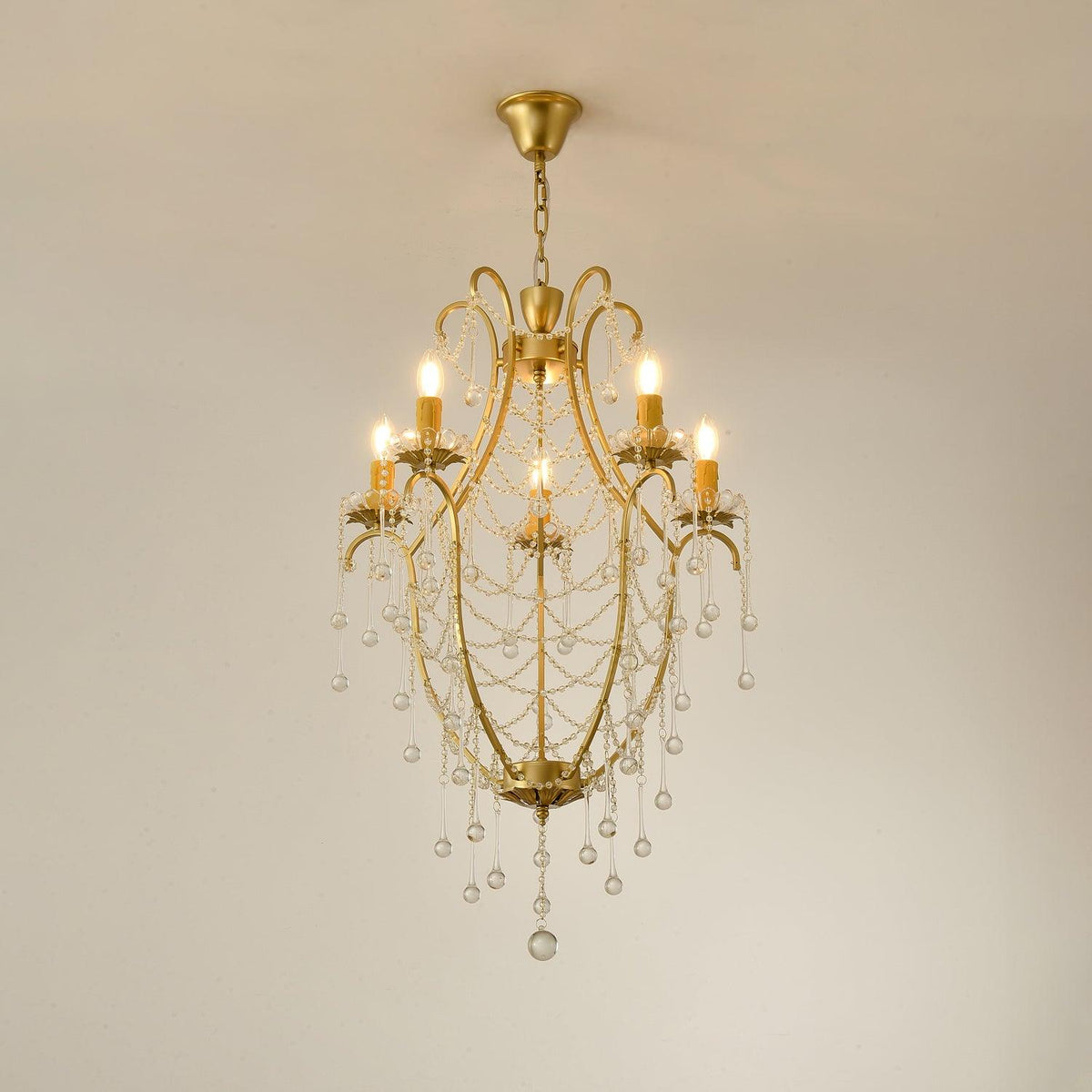Birdcage Crystal Chandelier with Vintage Gold Finish