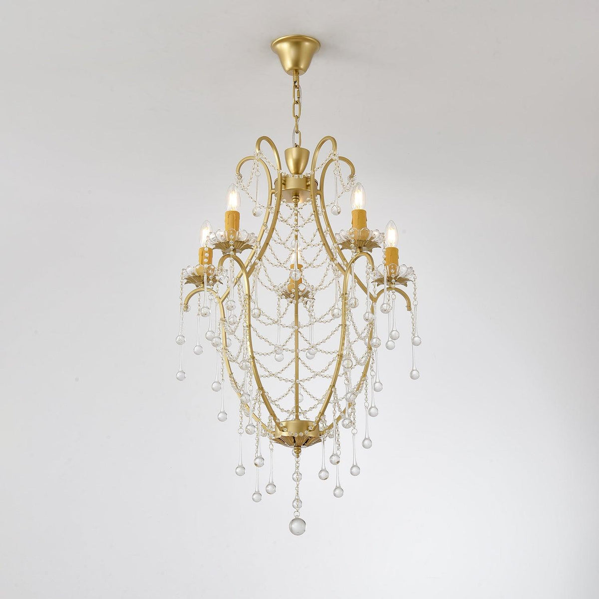Birdcage Crystal Chandelier with Vintage Gold Finish
