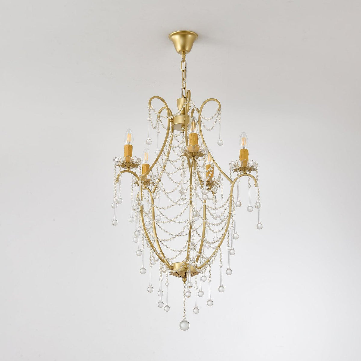 Birdcage Crystal Chandelier with Vintage Gold Finish