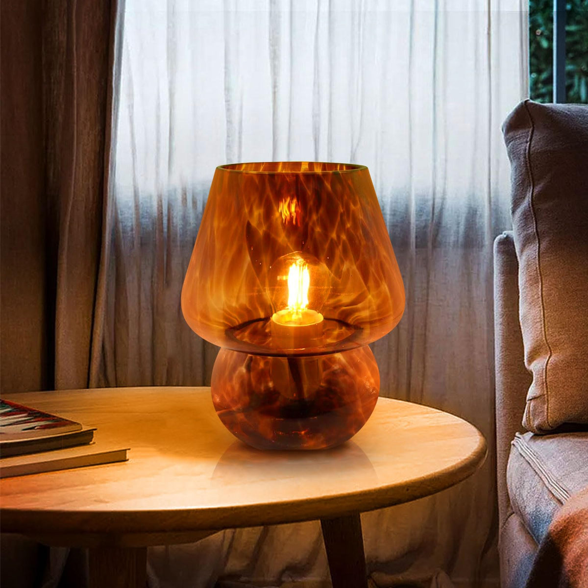 Creative Glass Retro Mushroom Table Lamp