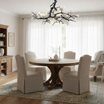 Black Copper Tree Chandelier — Organic Branch LED Chandelier with Ceramic Flowers