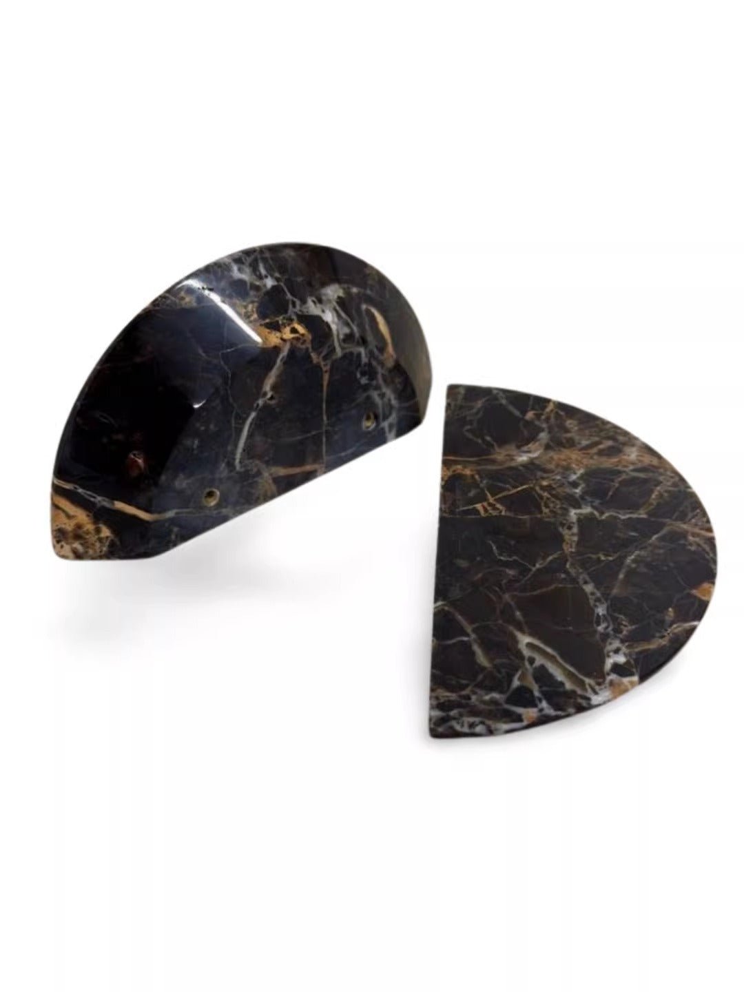 Sculptural Coffee Marble Door Handle with Brass Core