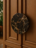 Sculptural Coffee Marble Door Handle with Brass Core