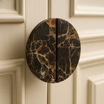 Sculptural Coffee Marble Door Handle with Brass Core