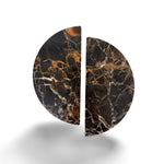 Sculptural Coffee Marble Door Handle with Brass Core