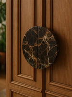 Sculptural Coffee Marble Door Handle with Brass Core