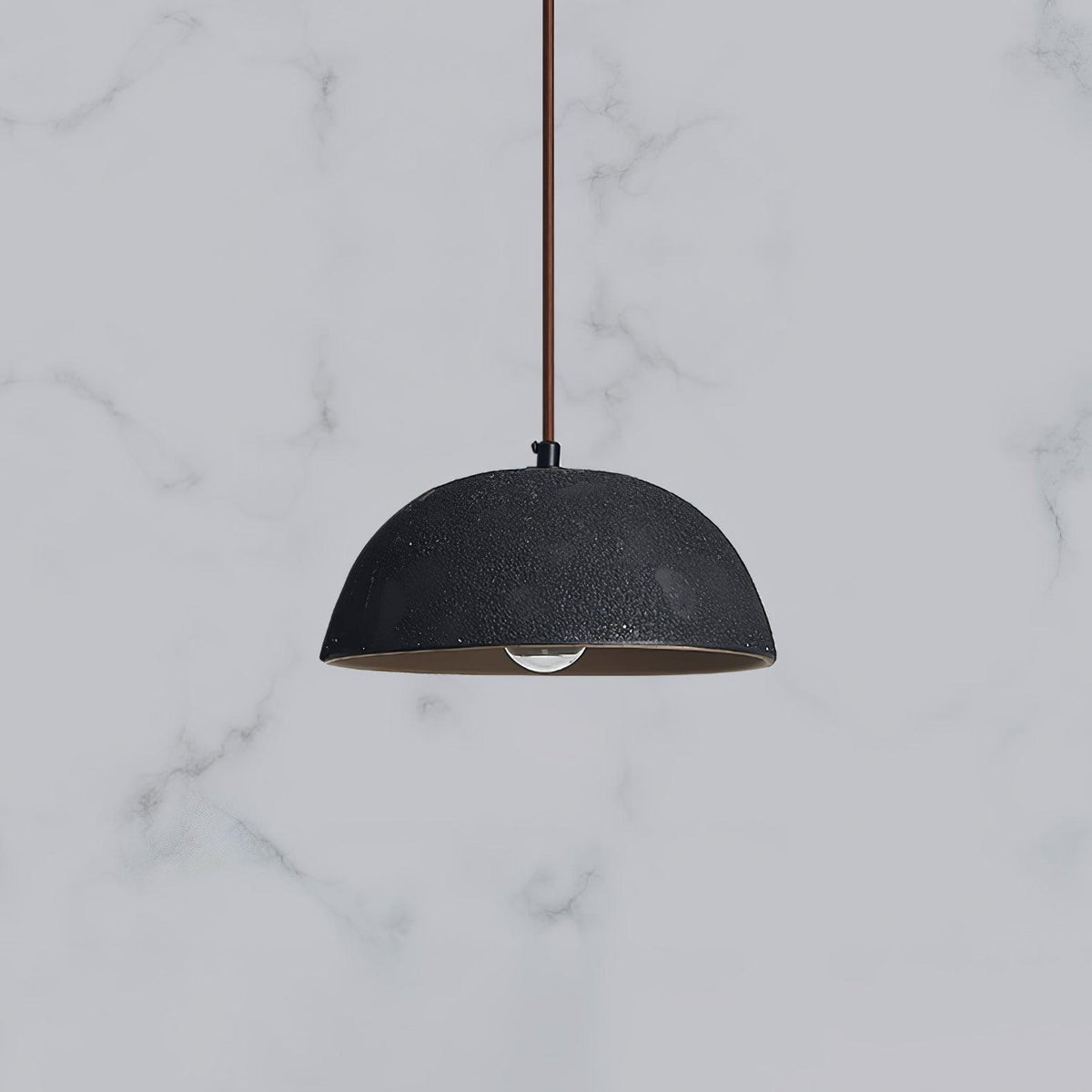 Black Arch Ceramic Pendant Light – Handcrafted Wabi-Sabi Illumination