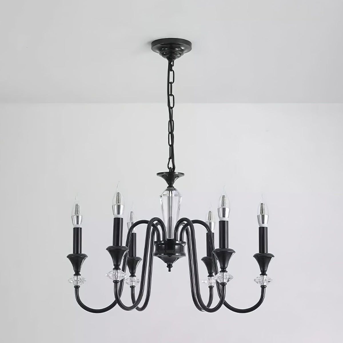 Noir Candelabra Chandelier — Modern Matte Black Glass Chandelier for Dining Room and Living Room