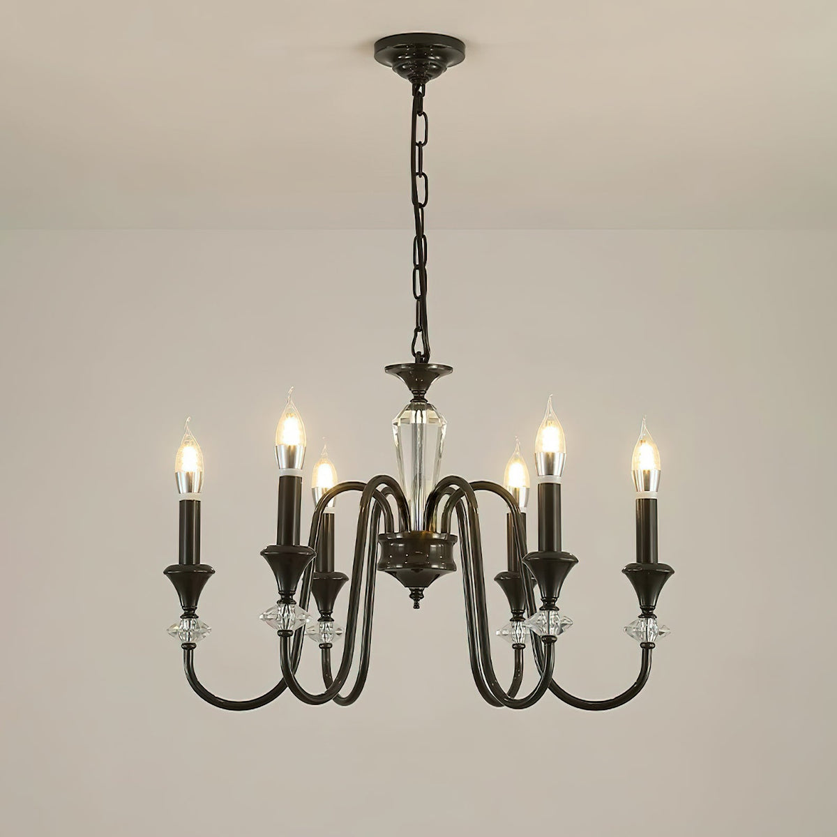 Noir Candelabra Chandelier — Modern Matte Black Glass Chandelier for Dining Room and Living Room
