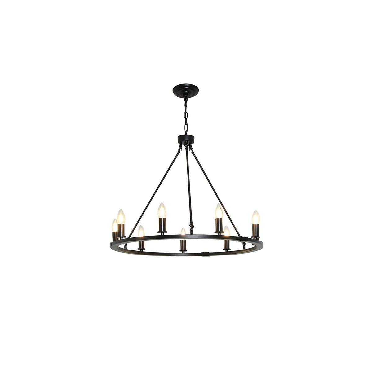Black Ring Chandelier with Candle-Style Bulbs for Modern Interiors