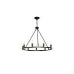 Black Ring Chandelier with Candle-Style Bulbs for Modern Interiors