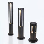 Black Cylindrical Garden Outdoor Light With Solar Panel