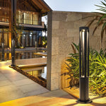 Black Cylindrical Garden Outdoor Light With Solar Panel