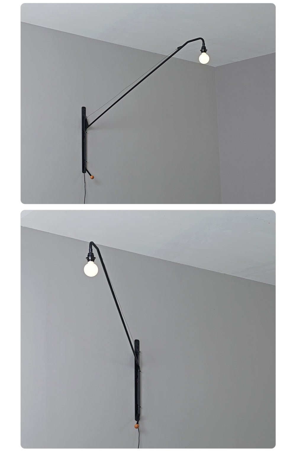 Modern Swing Arm Wall Sconce with Extended Reach in Matte Black