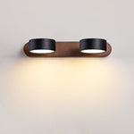 Black Travertine Duo Wall Light — Walnut LED Sconce