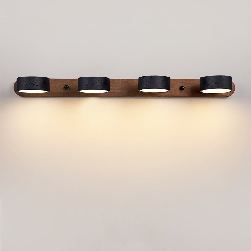 Black Travertine Duo Wall Light — Walnut LED Sconce
