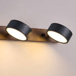Black Travertine Duo Wall Light — Walnut LED Sconce
