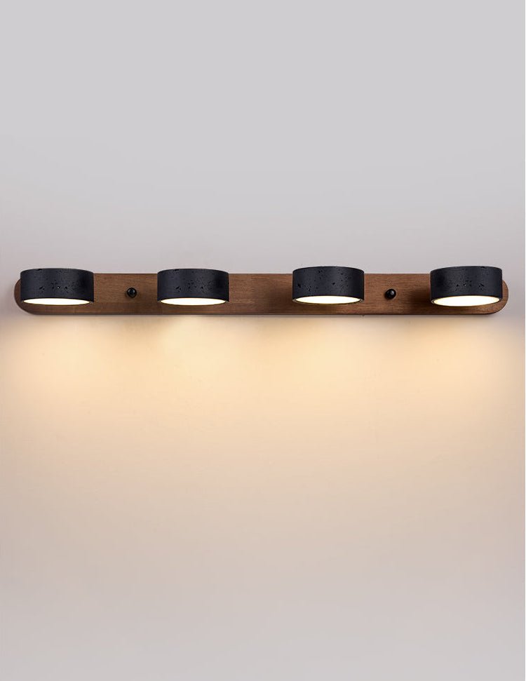 Black Travertine Duo Wall Light — Walnut LED Sconce