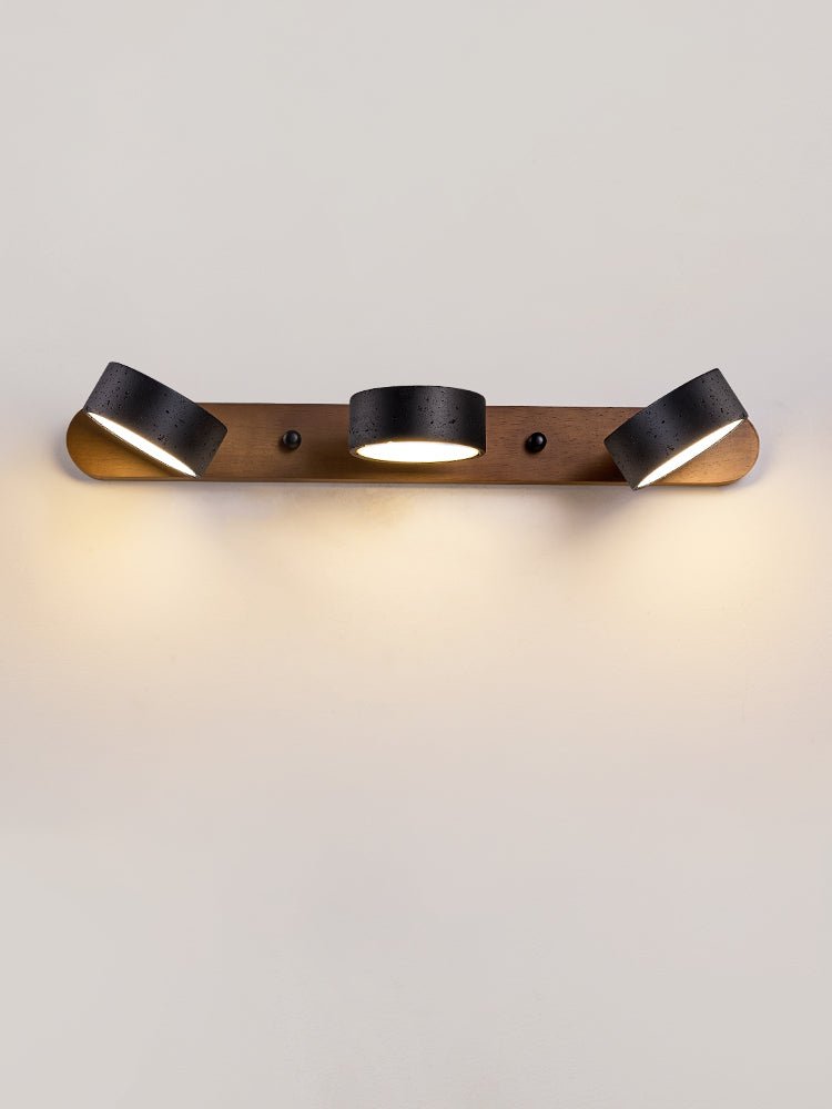 Black Travertine Duo Wall Light — Walnut LED Sconce