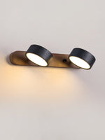 Black Travertine Duo Wall Light — Walnut LED Sconce