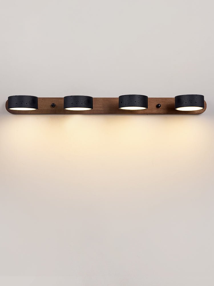 Black Travertine Duo Wall Light — Walnut LED Sconce