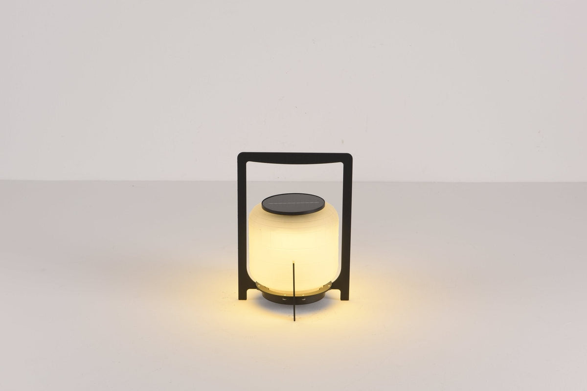 Twilight Lantern Solar Table Lamp – Stainless Steel & Glass Outdoor LED Light