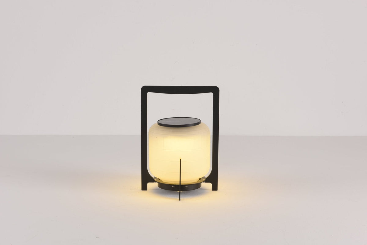 Twilight Lantern Solar Table Lamp – Stainless Steel & Glass Outdoor LED Light