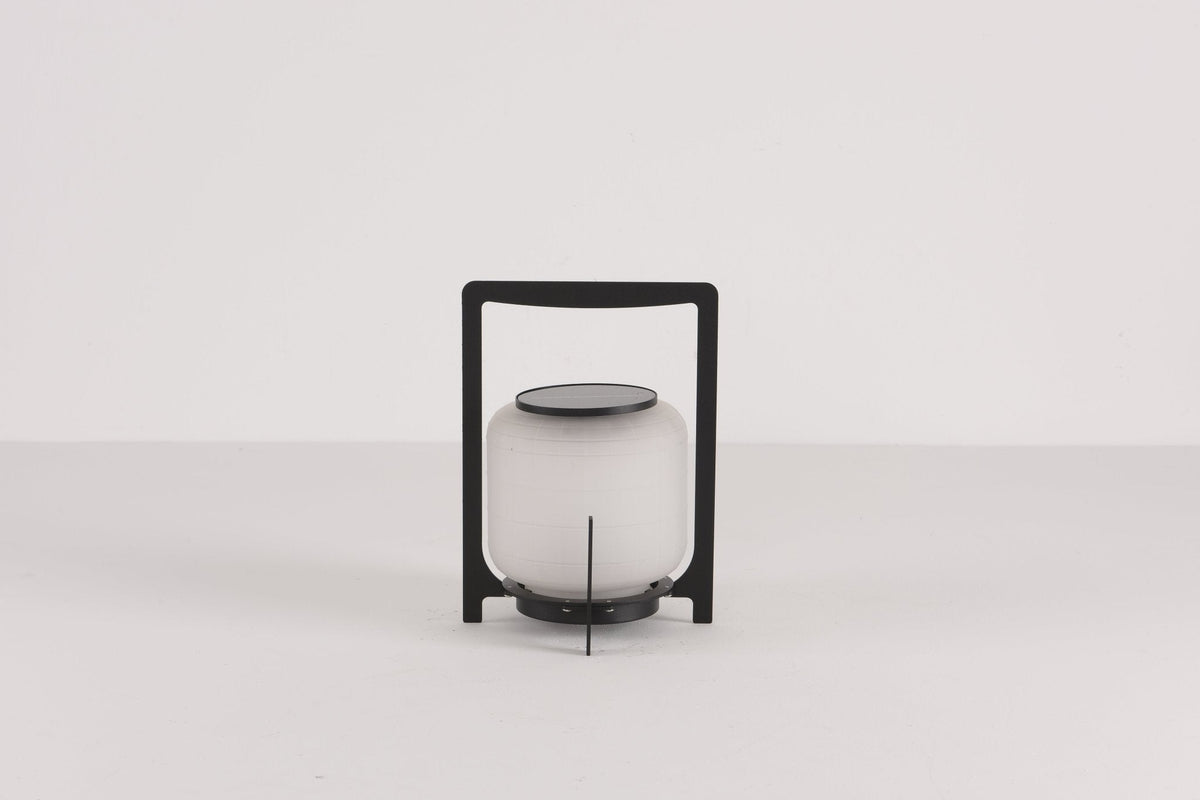 Twilight Lantern Solar Table Lamp – Stainless Steel & Glass Outdoor LED Light