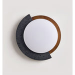 Black Travertine Ceiling Light with Walnut Accent – Modern Flush Mount LED