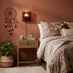Blason Plug-In Wall Sconce in Gold Brass with Wine-Red Glass