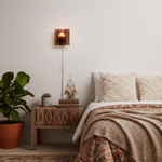 Blason Plug-In Wall Sconce in Gold Brass with Wine-Red Glass