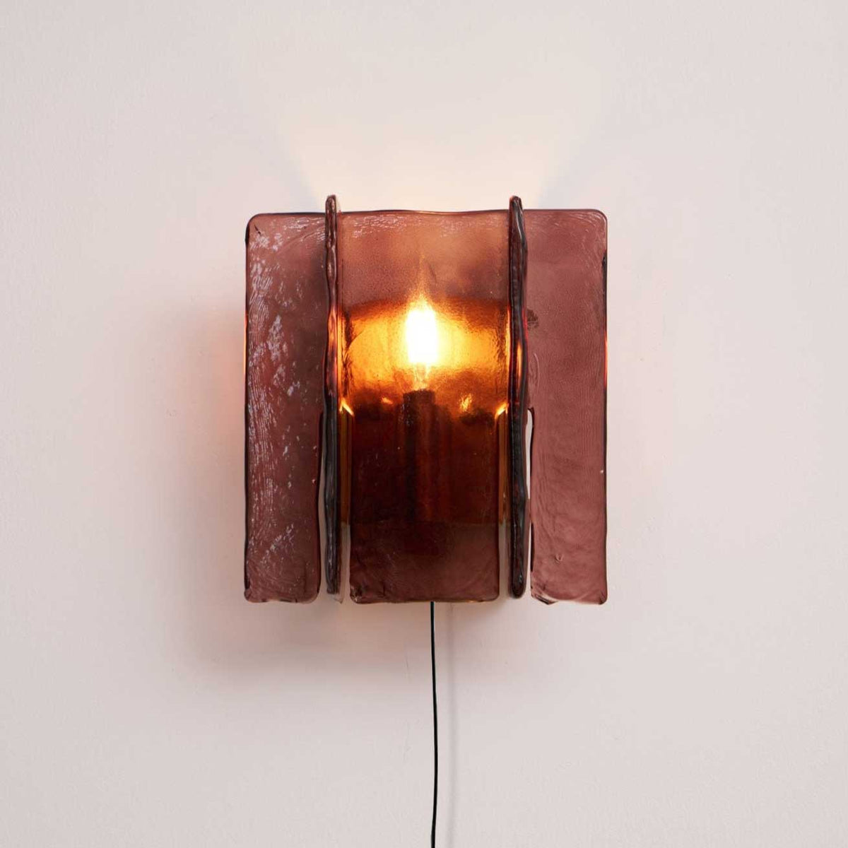 Blason Plug-In Wall Sconce in Gold Brass with Wine-Red Glass