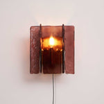Blason Plug-In Wall Sconce in Gold Brass with Wine-Red Glass
