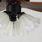 Bloom Air Ceiling Fan Light with Wooden Blades and Glass Shade