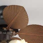 Bloom Breeze Ceiling Fan Light with Wooden Blades and Glass Shade