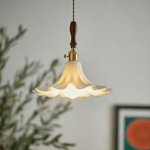 Bloom Twist Pendant Light – Art Glass & Brass Modern Hanging Lamp