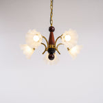 Bloomcrest Modern Glass Chandelier with Gold and Walnut Finishes