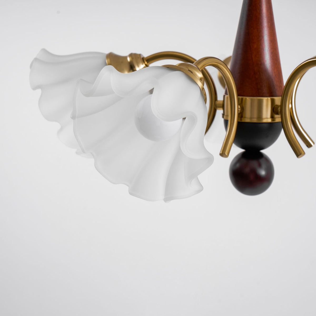 Bloomcrest Modern Glass Chandelier with Gold and Walnut Finishes