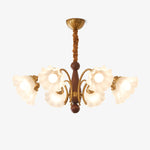 Bloomcrest Modern Glass Chandelier with Gold and Walnut Finishes