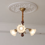 Bloomcrest Modern Glass Chandelier with Gold and Walnut Finishes