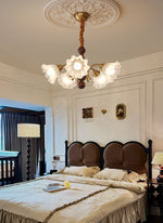 Bloomcrest Modern Glass Chandelier with Gold and Walnut Finishes