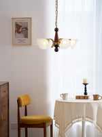 Bloomcrest Modern Glass Chandelier with Gold and Walnut Finishes