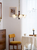 Bloomcrest Modern Glass Chandelier with Gold and Walnut Finishes