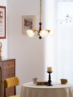 Bloomcrest Modern Glass Chandelier with Gold and Walnut Finishes