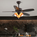 Blossom Breeze Ceiling Fan Light with Wood Blades and Glass Shades