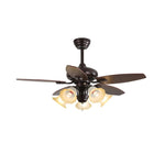 Blossom Breeze Ceiling Fan Light with Wood Blades and Glass Shades