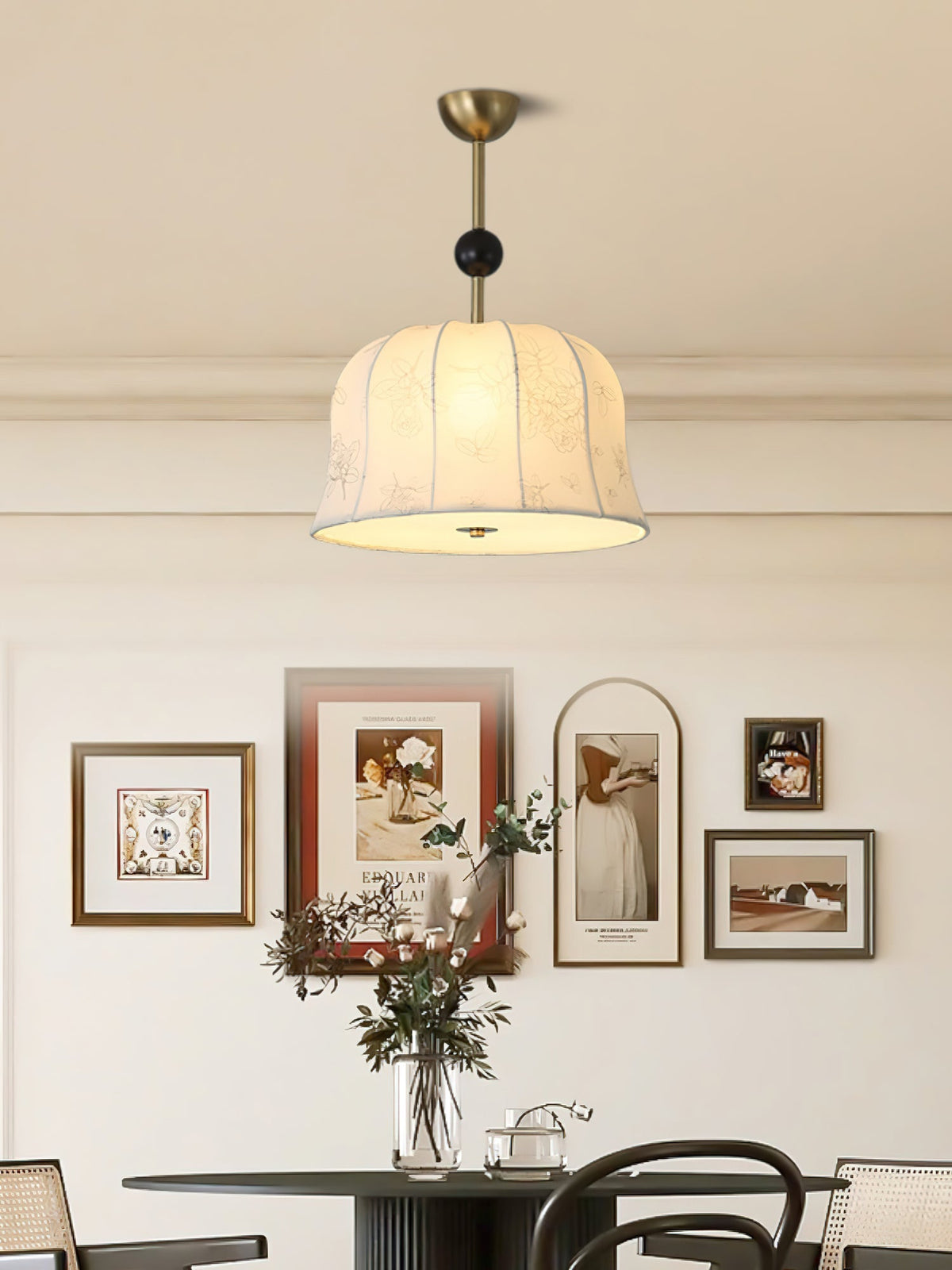 Blossom Curve Modern Fabric Pendant Light for Dining Room and Bedroom
