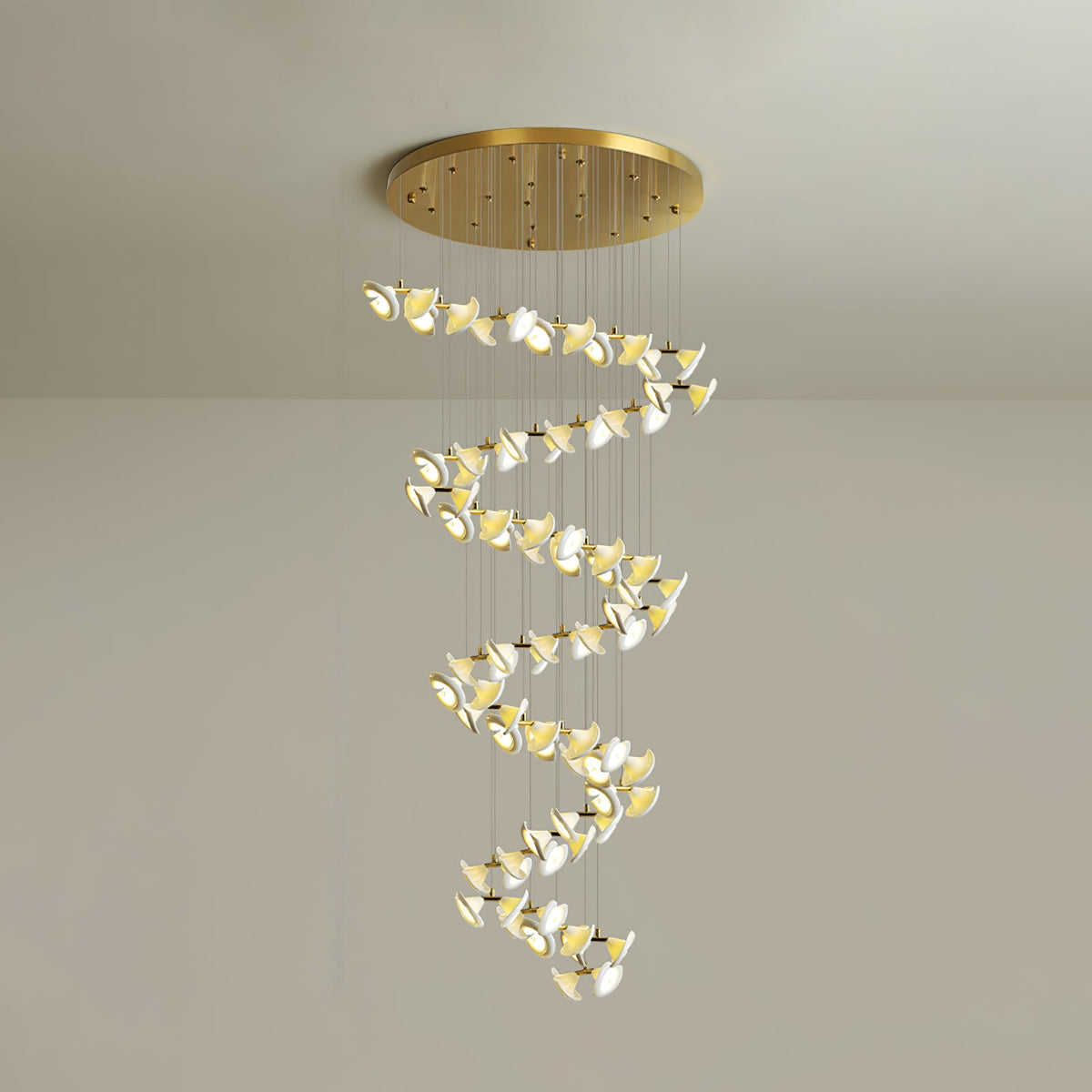 Blossom Double Horn Chandelier – Modern Ceramic & Gold Pendant Light