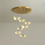 Blossom Double Horn Chandelier – Modern Ceramic & Gold Pendant Light