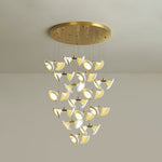 Blossom Double Horn Chandelier – Modern Ceramic & Gold Pendant Light